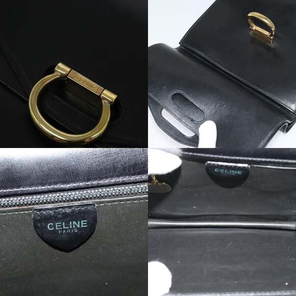 CELINE Hand Bag Leather Black Gold - Picture 11 of 12